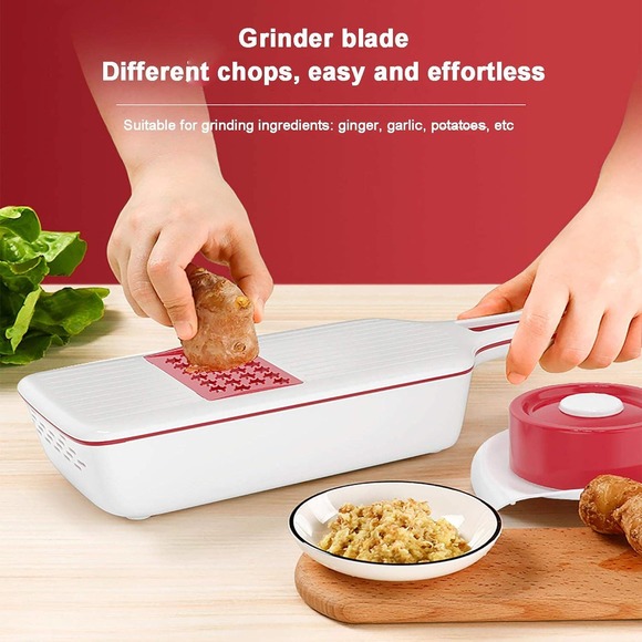 Onion Mincer Chopper Vegetable Chopper Chopper with Container and 6 Blades-Red - Picture 8 of 9